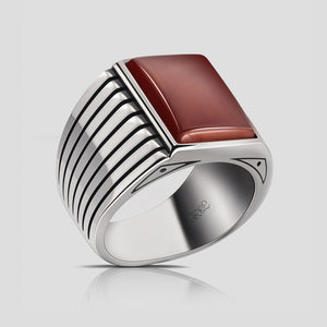 925 Sterling Silver Red Agate Ring