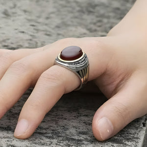 925 Sterling Sliver Liver Agate Ring