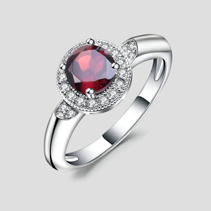 Round Natural Garnet Ring
