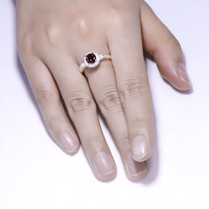 Round Natural Garnet Ring