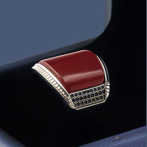 925 Sterling Silver Curved Agate Ring